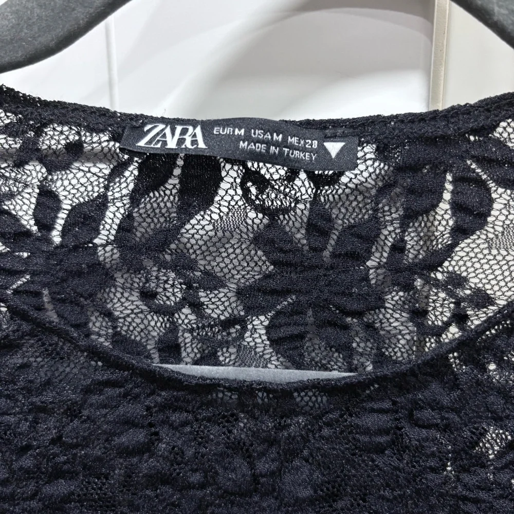 Zara sheer lace long sleeve top - Picture 4 of 8